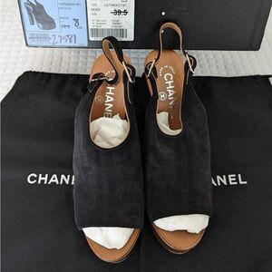CHANEL PLATFORM SLINGBACK SANDALS